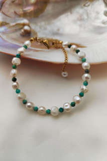 دستبند مروارید پرورشی و فیروزه اصل جواهری