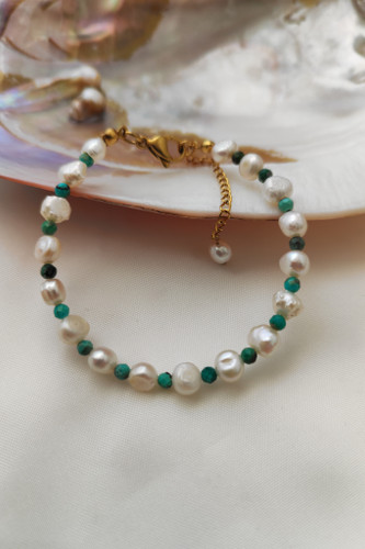 دستبند مروارید پرورشی و فیروزه اصل جواهری