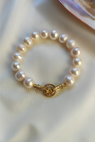 دستبند مروارید پرورشی گرد 12میلی متر با کیفیتAAA