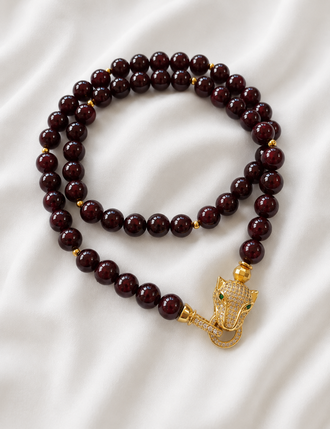 گردنبند سنگ طبیعی گارنت سایز۸میل به طول ۴۰ سانتی متر
